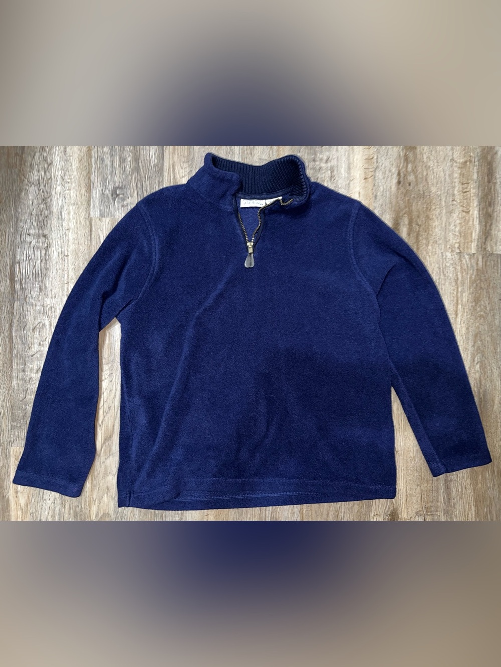 Basic Editions Navy Blue Pullover Sweater Quarter Zipper Size Mens Large